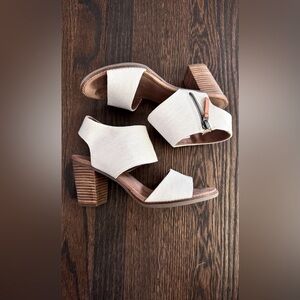 TOMS Cream Block Heel Sandals